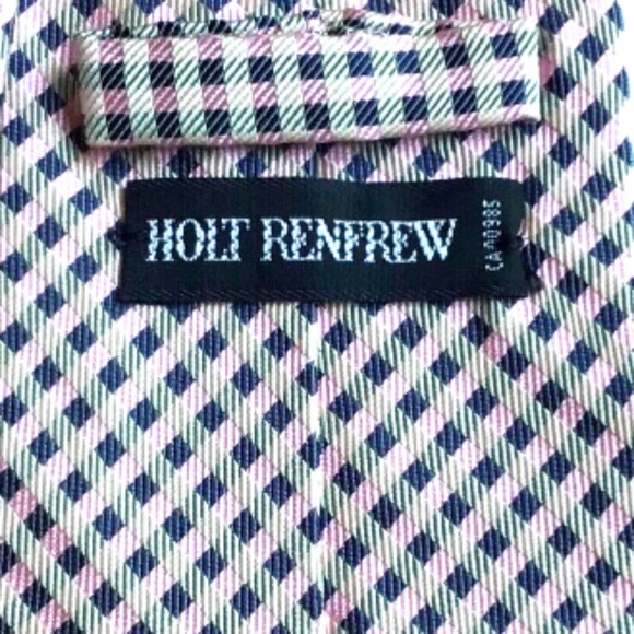 Holt Renfrew pink, black checkered pattern Silk Tie.Made by hand in Italy 🇮🇹 - Picture 1 of 5